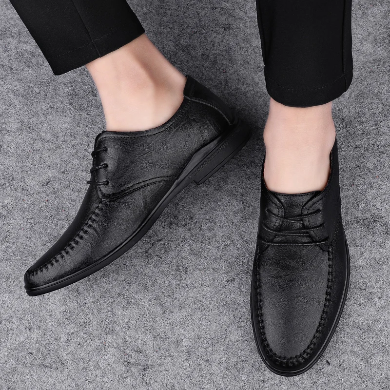 Мужские повседневные оксфорды из натуральной воловьей кожи дышащие модные туфли