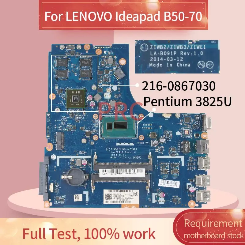 5B20G46221 для LENOVO Ideapad B50 70 Pentium 3825U материнская плата ноутбука LA B091P SR24B 216 0867030 DDR3