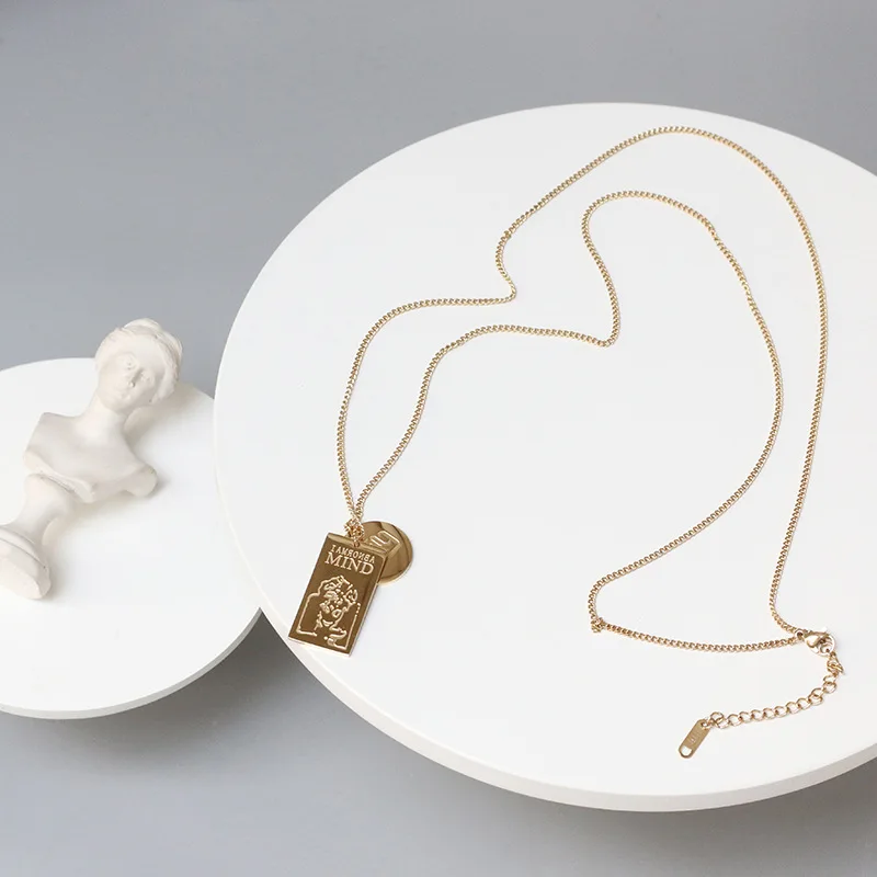 Женское богемное ожерелье с подвеской Amaiyllis буквами и квадратными картами |