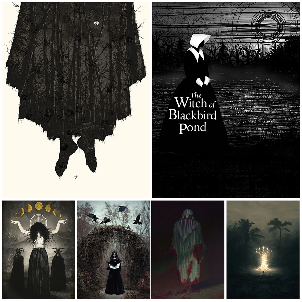 

The Witch Of Blackbird Pond And Ancient Witchcraft Sacrifice Poster And Prints Dark Elves,Ghosts,Vampires Wall Art Decoration
