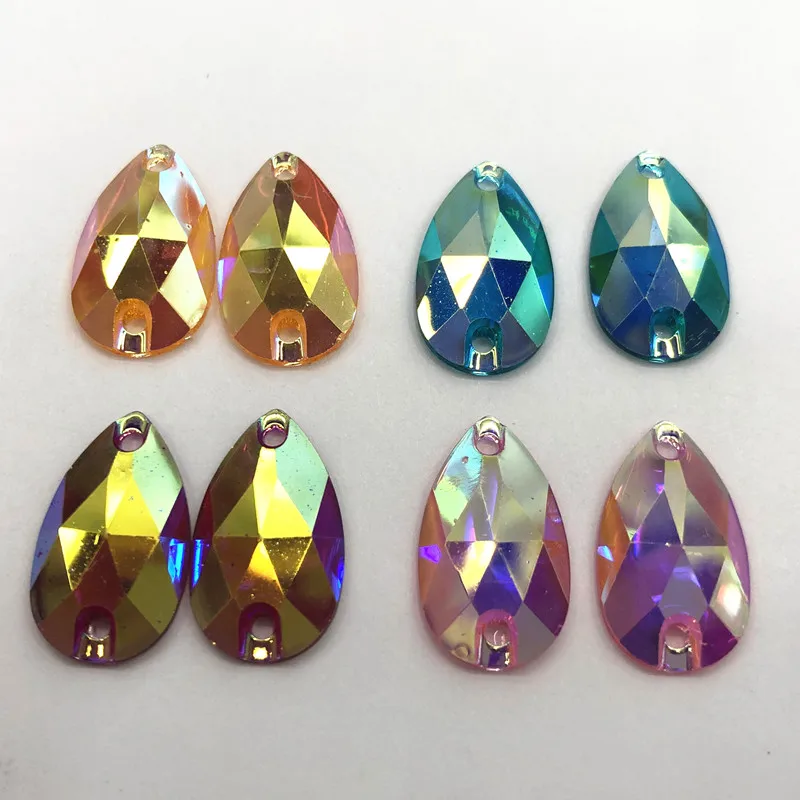 

10*18mm 10pcs Water drop flat transparency base color AB Rhinestone Beads, DIY Nail Art Jewelry Decoration Sew On Garment