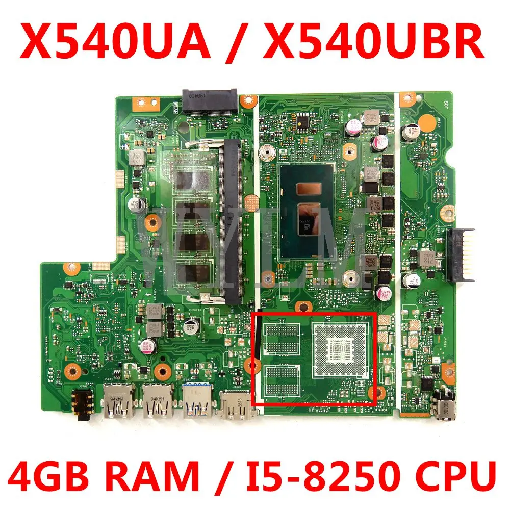 

X540UA motherboard 4GB RAM I5-8250 CPU mainboard For ASUS X540UBR X540UB X540UA X540U X540 laptop motherboard Tested
