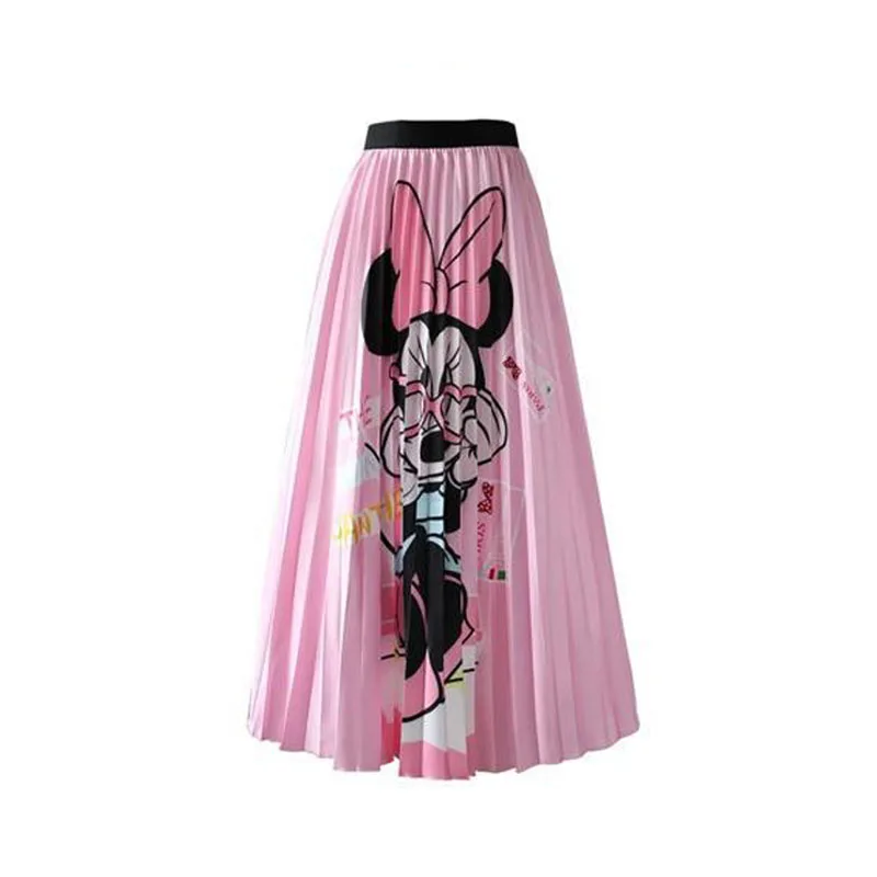 

2021 Women Loose Plus Size Elegant Casual Skirts Pink Elasticated Waist Pleated Skirt Women's A-Line Pluse Size Slim Skirt