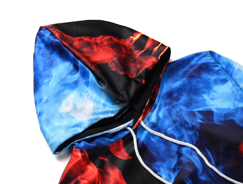 Mr.1991INC European size Men 3D Hoodies Print Blue Fire Red Fashion Casual Sweatshirt Long Sleeve Outwear 2019 New Tops | Мужская одежда