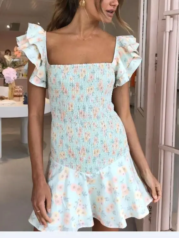 

Slim Women A-line Dress High Quality 2020 Floral Print Sleeveless