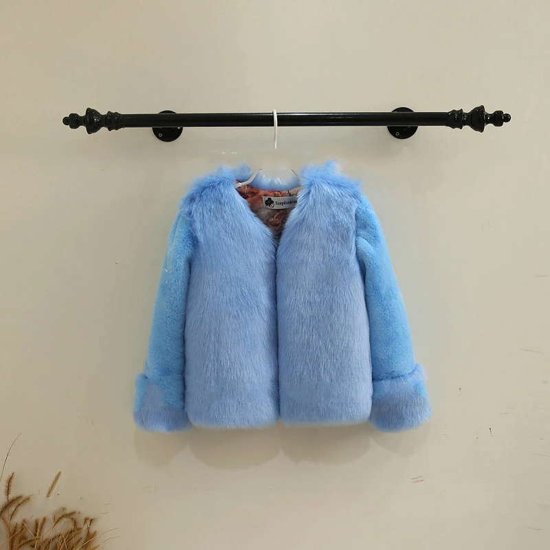 Dollplus/зимнее меховое пальто для девочек; элегантные куртки и пальто из искусственного меха для маленьких девочек; толстая теплая парка; Эксклюзивная одежда для детей - Цвет: blue