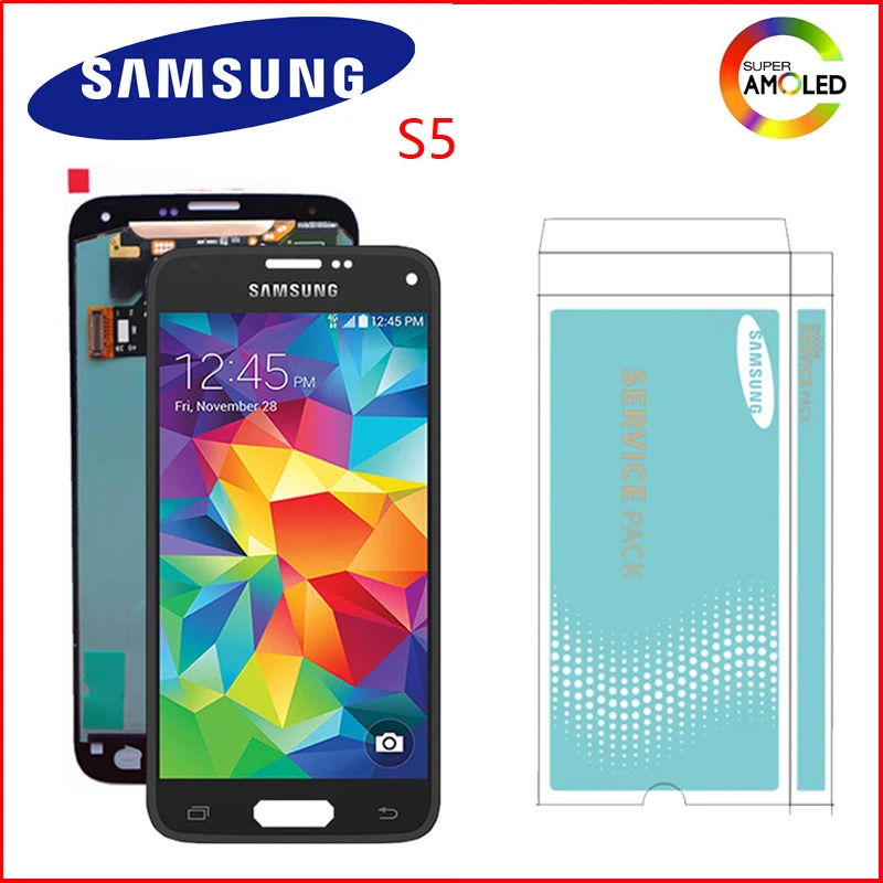 Оригинальный дисплей SUPER AMOLED 5 1 ''для SAMSUNG Galaxy S5 ЖК с сенсорным экраном для i9600 G900
