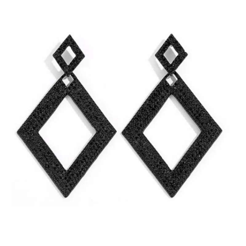 

Classic Geometric Rhombus Inlaid Black Rhinestone Crystal Zircon Dangle Earrings for Women Party Wedding Engagement Jewelry