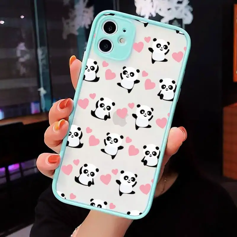 

panda Phone Case Matte Transparent for iPhone 7 8 11 12 s mini pro X XS XR MAX Plus cover funda