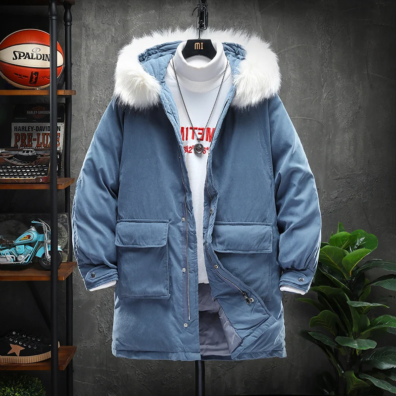

2021 зимние мужские толстые теплые парки, куртки, пальто, одежда с меховым капюшоном, военное пальто, верхняя одежда, мужская теплая куртка