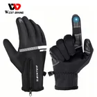 Велосипедные перчатки WEST BIKING, Зимние флисовые Утепленные перчатки для горного велосипеда, для сенсорного экрана, для кемпинга, походов, мотоцикла, велосипеда
