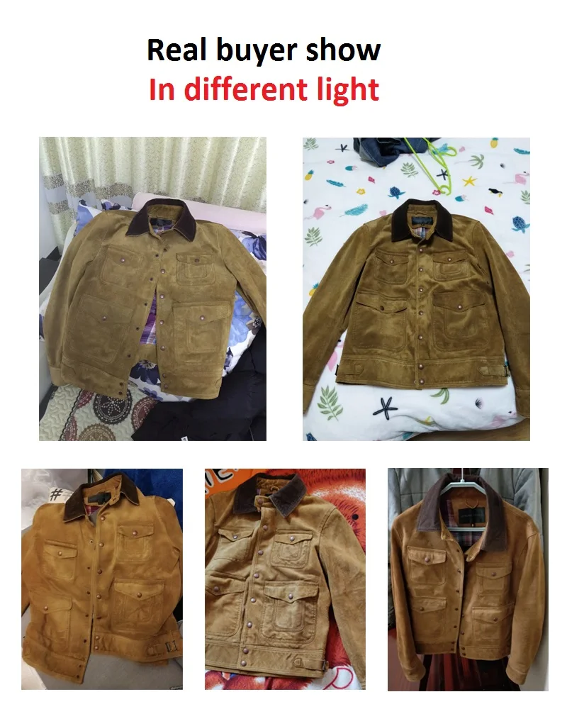 

Plus Classic Men Genuine Jacket Casual Style Leather Jackets Vintage Cow Suede Coat Quality Sales