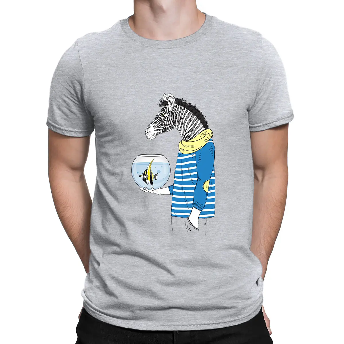 

Summer 2021 new printed fish and zebra T-shirt Men Harajuku Oneck Hip Hop Casual Streetwear Tees Shirt100% cotton OversizeTshirt