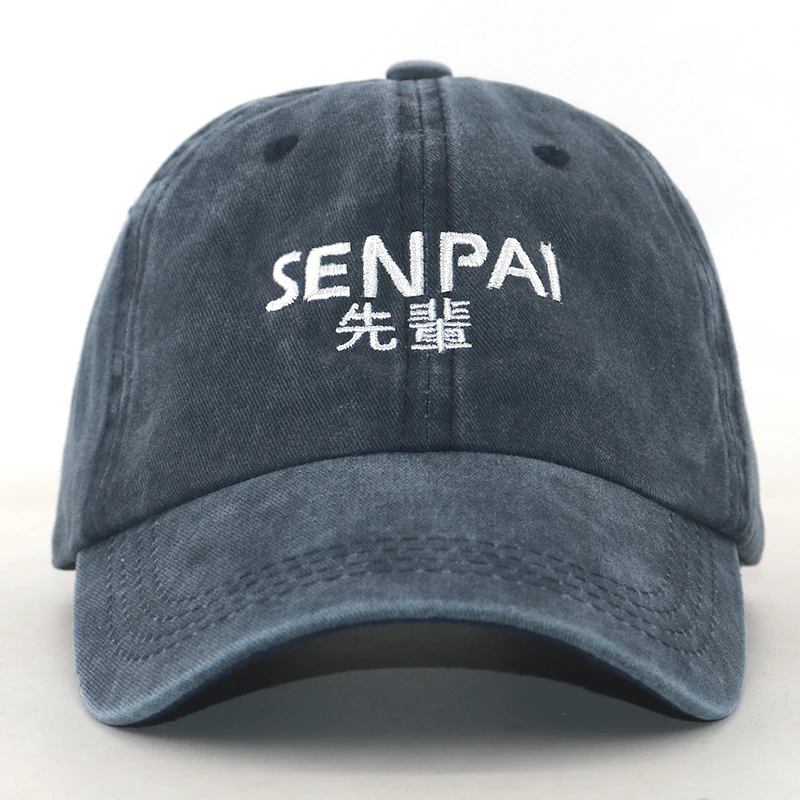 

Japnese Style Senpai Baseball Cap Embroidery 100% Cotton Washed Fashion Dad Hat male Womale Hip Hop Snapback Hats New