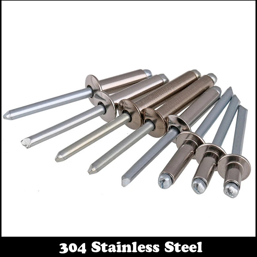 

200pcs M4*25 M4x25 304 Stainless Steel 304ss Self-Plugging Pull Nail POP Decorate Round Flat Head Blind Rivet
