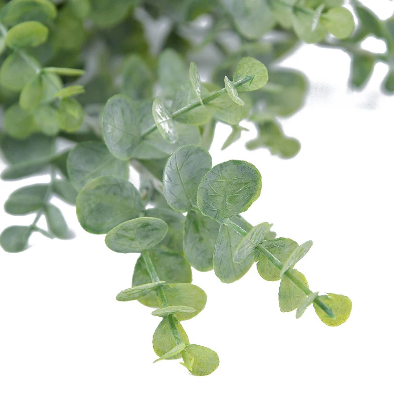 

One Bunch Of Artificial Eucalyptus Stems Greenery Plastic Leaves Fake Plants
