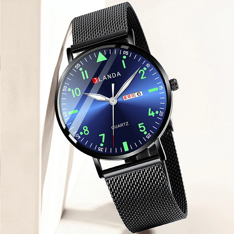 New Watches Men Luxury Brand 6mm Ultra-Thin Fashion Men Watches Stainless Steel Mesh Belt Luminous Waterproof Quartz Men Watch