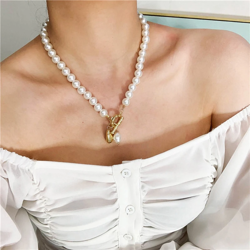 Ожерелье Peri'sbox с жемчугом из одной нити золотой застежкой-тогл крупное