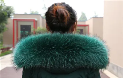 E Зима натуральный мех енота воротник негабаритный роскошный модный пушистый теплый мех енота шарфы женские пальто шарф-капюшон шаль - Цвет: E