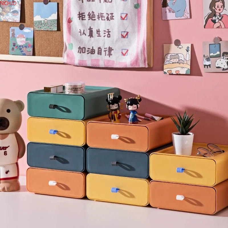 

Nordic Desktop Organizer Drawer Makeup Storage Box Stackable Jewelry Container Large Size Mask Office Storage Medicine Case Box