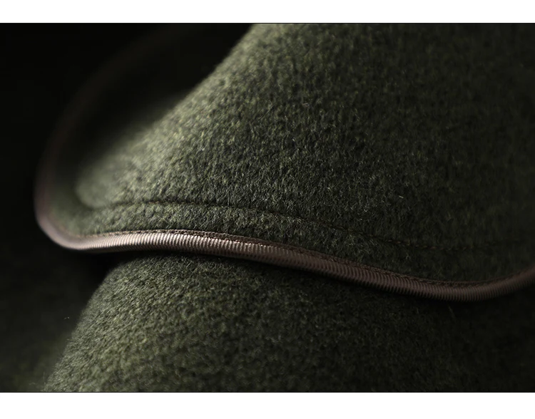 

Long Woolen Green Coat Plaid Adjustable Waist Turn-down Collar Double Breasted Coats and Jackets Women High Quality