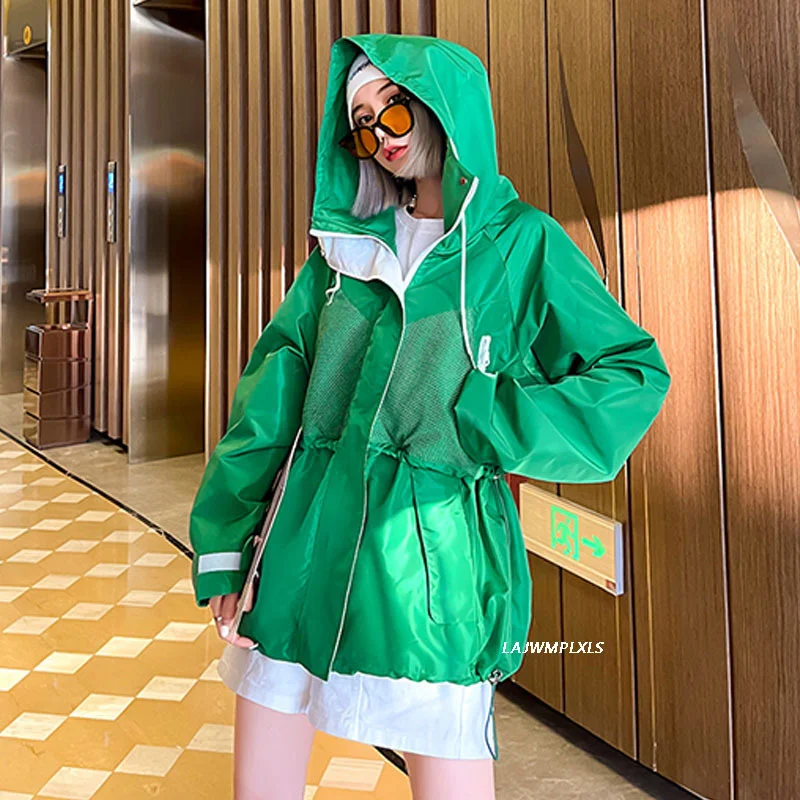 

2021 Streetwear Fashion Spring coat Tops Women Long Sleeve Hooded Breathable Sun Protection Clothing Thin jacket