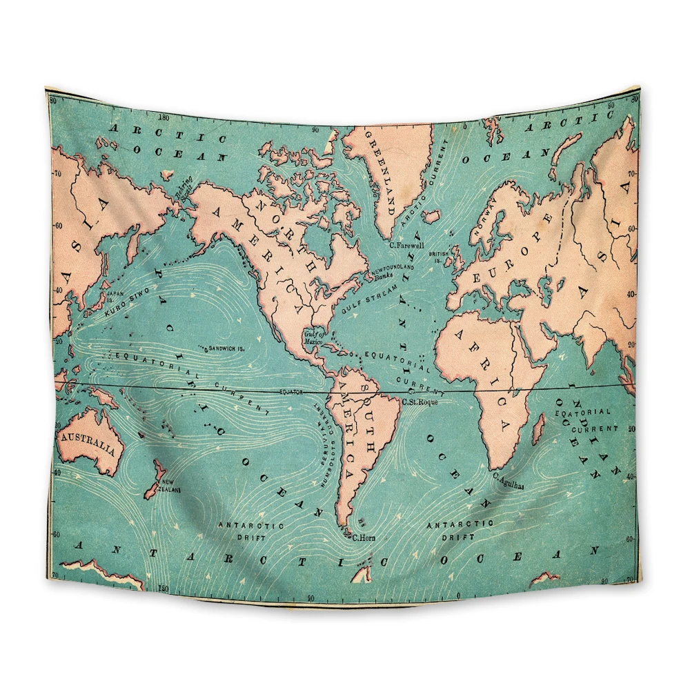 

Nautical World Map Tapestry Wall Hanging Room Carpet Dorm Tapestries Art Home Decoration Accessories