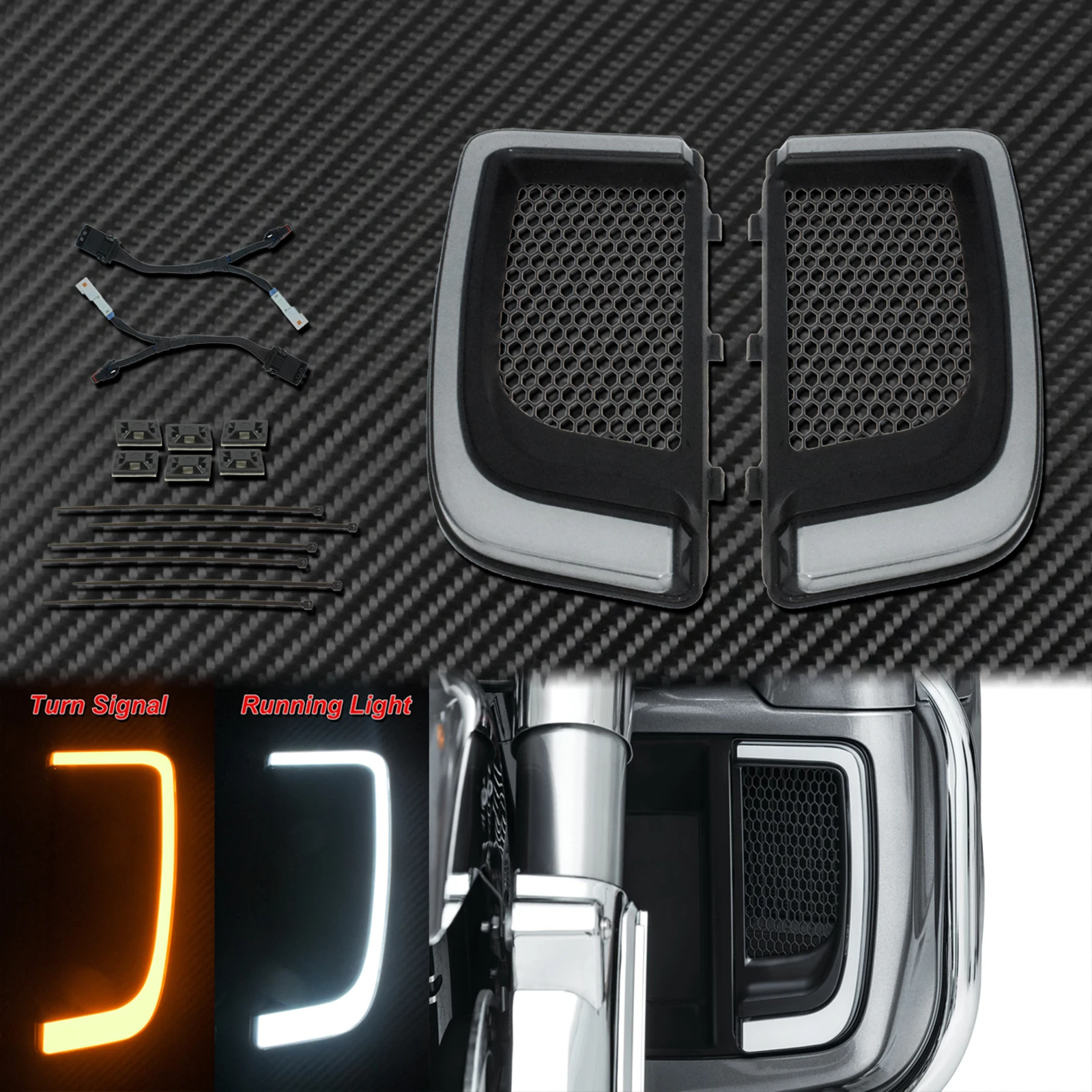 

Мотоциклетные светодиодные ходовые огни, обтекатель, нижние грили, светильник для Harley Touring CVO Electra Glide Tri FLHTKSE Limited FLHTCU 2014-2023