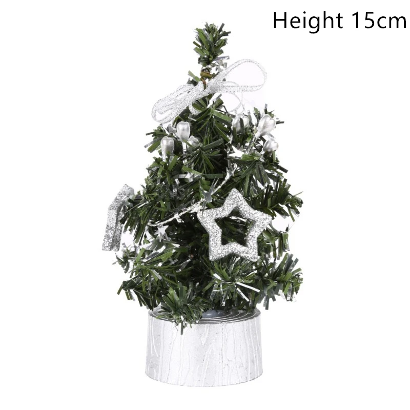 Silver no light 15cm 15/20 Вт, 30 Вт, 40 см Настольный Штатив СВЕТОДИОДНЫЙ Рождественская елка Ночной светильник украшения светильник сосна Мини Рождественская елка Рождественские украшения подарок на год - Цвет: Silver no light 15cm