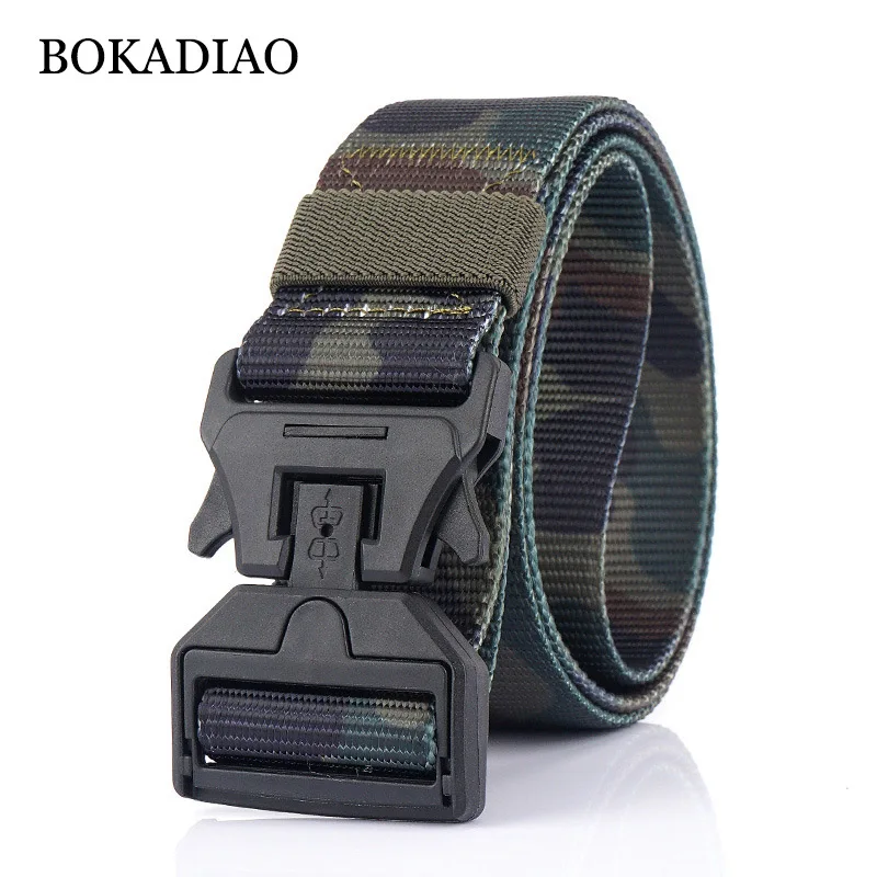 

BOKADIAO Military Army Combat man Canvas Belt Magnetic buckle Tactical Belts for Men Nylon Outdoor Training Waistband male strap