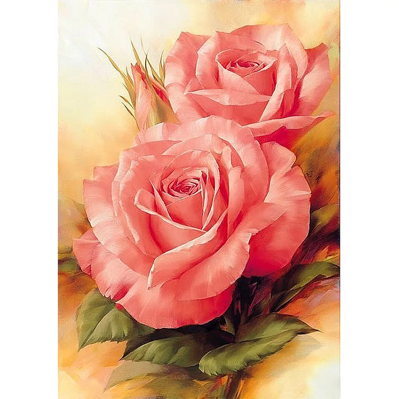 

Mosaic Painting Cross Stitch Rhinestone Full Drill Square Diamond 5D DIY Diamond Painting\"pink Flower\"diamond Embroidery Resin