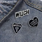 Эмалированная булавка в виде черного сердца на Хэллоуин ведьма, оиджа, мы-чудины, мистер, брошь в готическом стиле панк на лацкан, значок для одежды, ювелирные изделия для рюкзака