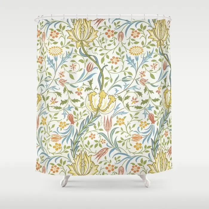 

William Morris Floral Shower Curtain Bathroom Waterproof Shower Curtain Flower Print Curtains for Bathroom Shower With Hook