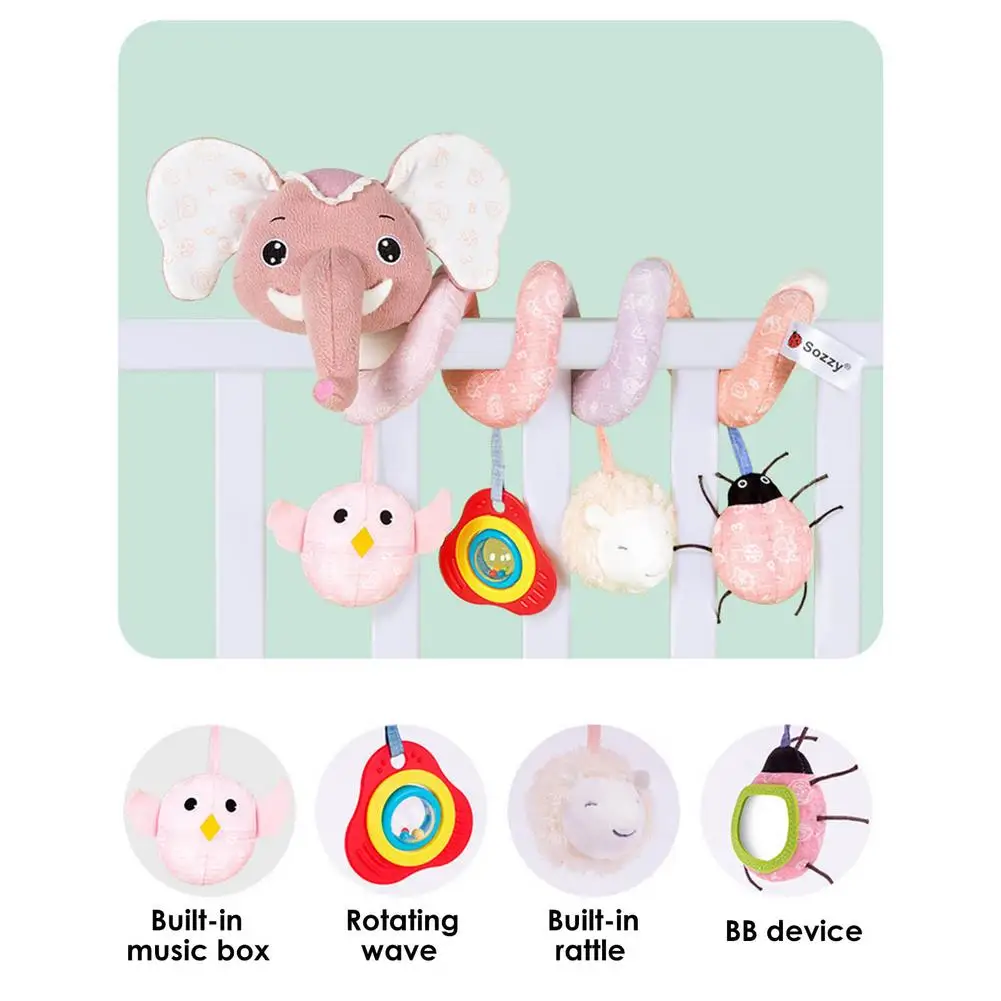 

Hanging Spiral Rattle Bed Bell Stroller Cute Animals Lovely Elephant Bed Baby Toys Educational Toy For Children