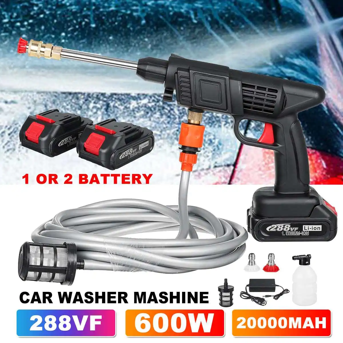 

288VF High Pressure Cleaner Car Washer Spray Cordless Water Gun Cleaner 20000mah Car Water Nozzle Cleaning for Makita Battery