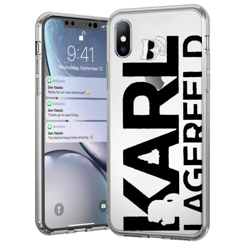 

Cartoon Letters Lagerfeld Brand Designer Phone Case Transparent Case For Iphone 6 6s 7 8 Plus XR X XS 11 12 Pro Max
