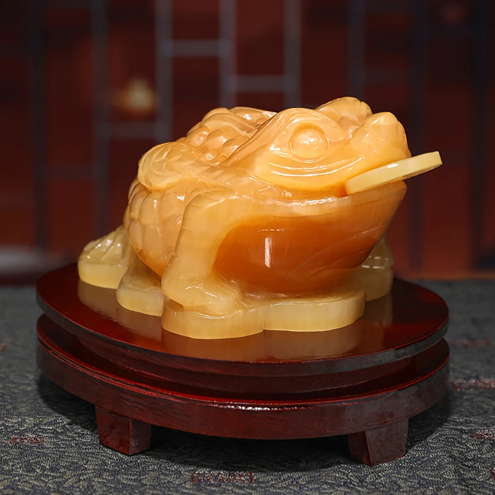 

Feng Shui Toad Money Lucky Fortune Wealth Chinese Frog Natural Gemtone Toad Coin Home Office Decoration Tabletop Ornaments Gifts
