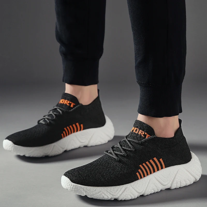 

Outdoor Men Flat Bottom Lightweight Non-slip Breathable Casual Shoes Chaussures Homme Fashionable Men Running Mesh Sports Shoes