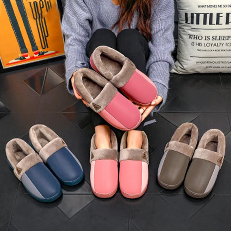 Толстые плюшевые теплые тапочки из хлопка домашняя обувь мужские меховые