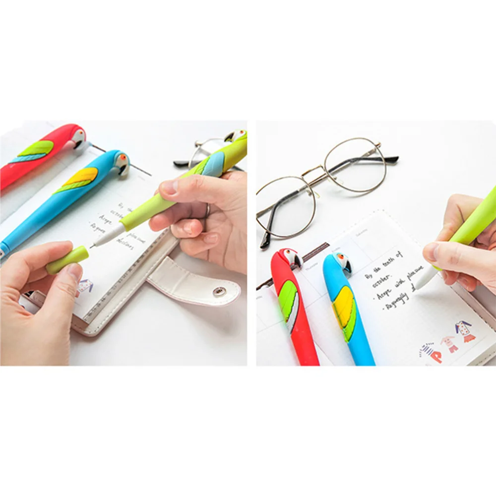 

6Pcs 0.5MM Pen Creative Cartoon Parrot Pen for School Office Stationery (Random Color)