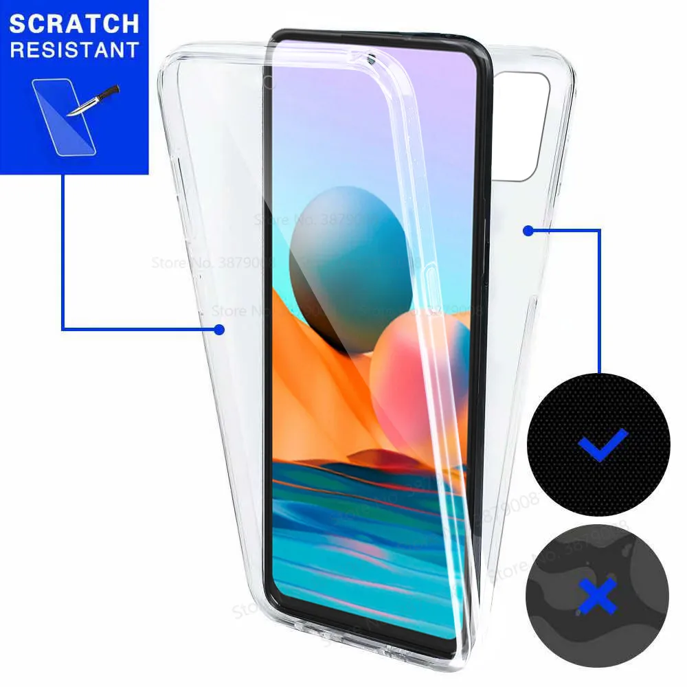 Двойной чехол на весь корпус 360 ° для xiaomi redmi note10 pro max прозрачный мягкий