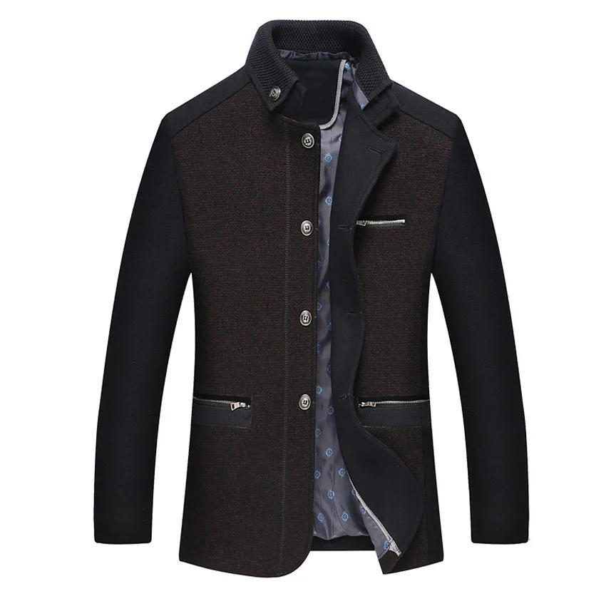 Зимняя куртка Для мужчин Шерстяное пальто Slim Fit Куртки модная верхняя одежда