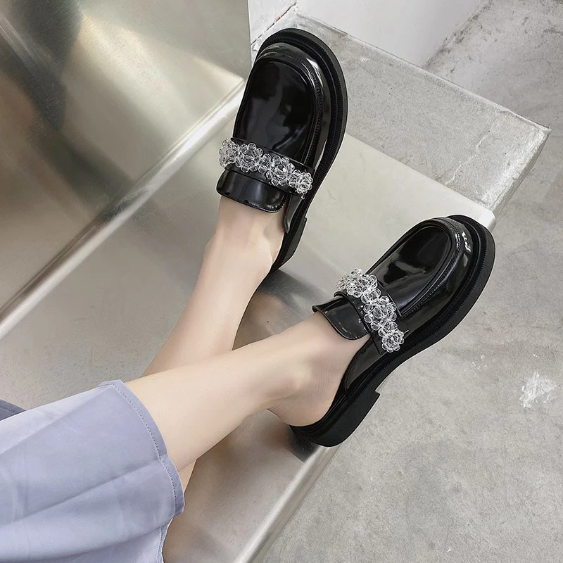 

Female Shoes Slippers Soft Mules For Women 2021 Cover Toe Square heel Luxury Slides Loafers Platform Low New Comfort Block
