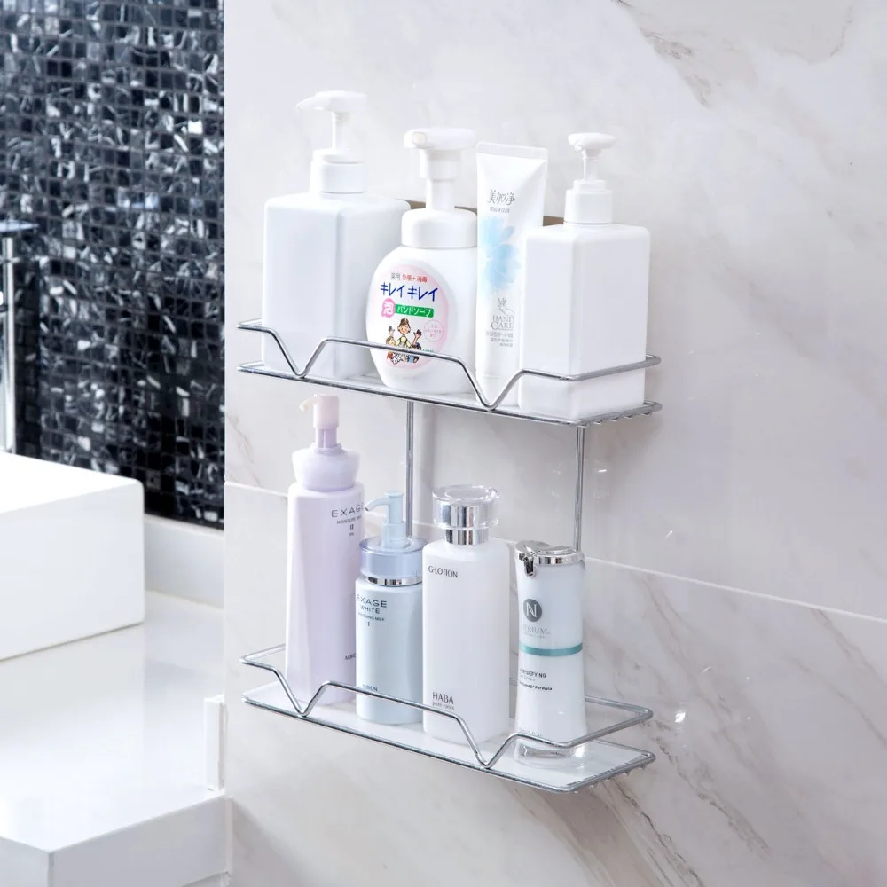 Двухслойная полка для хранения из нержавеющей стали Бесплатная ванной комнаты