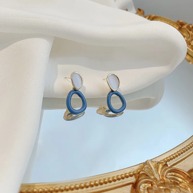 

Simplicity Blue Ear Studs Simplicity Retro Port Wind Earring Fashion Metal Superior Quality Women Earrings Jewellery Girl Gifts