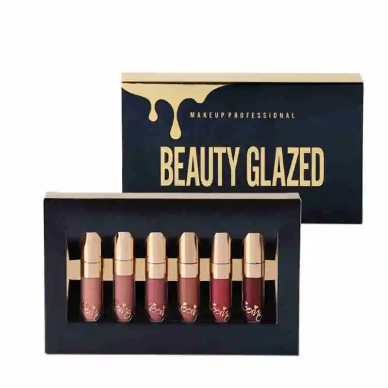 Vip BEAUTY GLAZED 6pcs/Set Liquid Lipstick Lip Gloss Professional Makeup Matte Kit Long Lasting Maquiagem Tint Lady | Красота и
