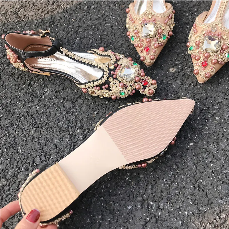 Женские Модные Великолепные туфли-лодочки на плоской подошве с ручной