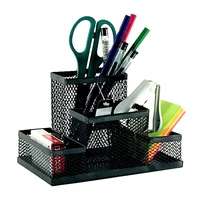 4 in 1 desk organizer pencil pen holder metal hollow mesh wire organizador de escritorio lapices office desk accessories no rust