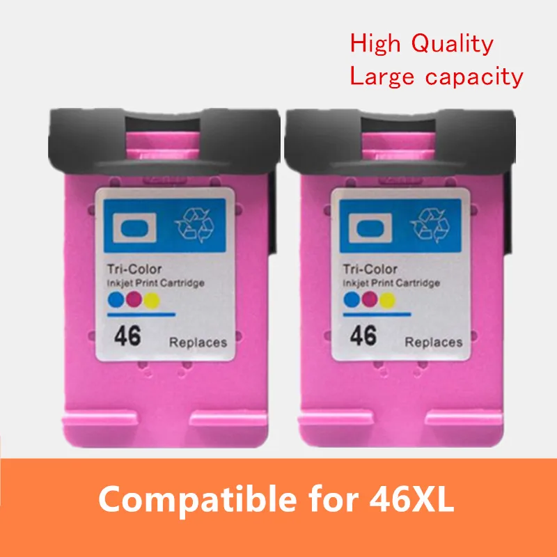2 шт Цвет 46XL картридж совместимый для hp 46 HP принтеров серий DeskJet 2520hc 2020hc 2025hc 2029 2529
