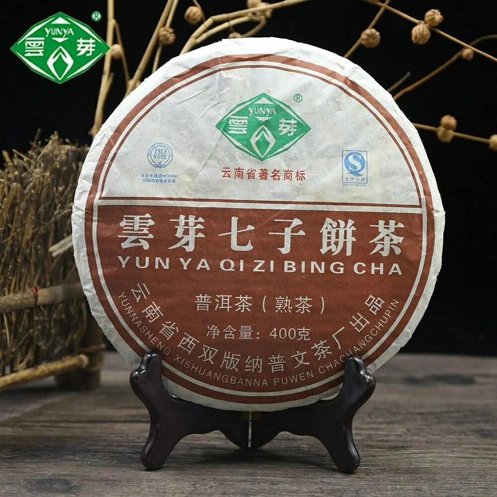 Pastel de t&eacute; de China Yunnan, T&eacute; Premium de 2014g, pu-erh Puwen Yunya Qizi, cuidado de la salud Shu pu-erh Cha-0